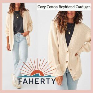 NWT Faherty Boyfriend Cardigan Oversized Cozy Cotton Sweater - Large